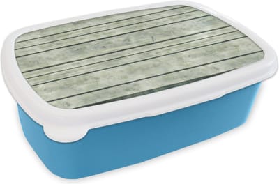 Broodtrommel Blauw - Lunchbox - Brooddoos - Vintage - Hout - Patronen - Plank - 18x12x6 cm - Kinderen - Jongen