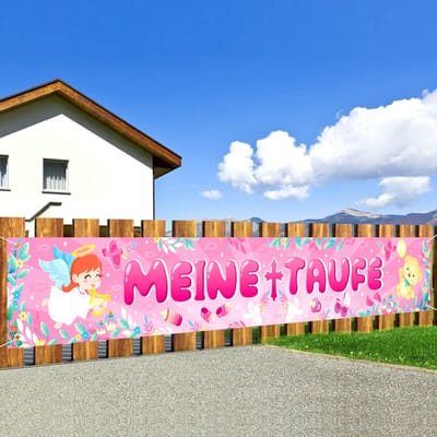 Dailygoods- Doopbanner Lange Stof - Decoratie voor Doopfeest - Roze Themafeest - 270 x 40 cm - Accessoires voor Meisjes - Feestdecoraties - Feestbanner