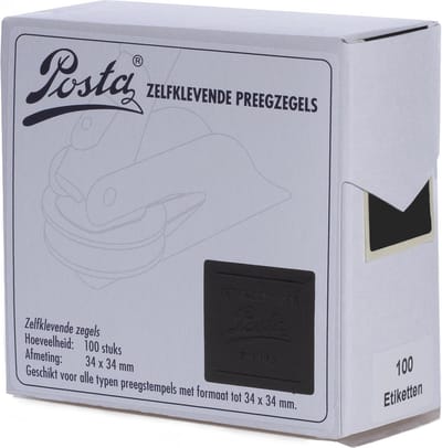 Zegeletiketten | zwart | 34x34mm