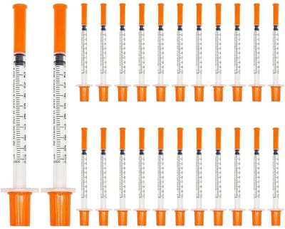 Steriele 1ml Spuiten met Doppen - 24 Stuks voor Kleine Huisdieren, Planten Water geven en Laboratoria