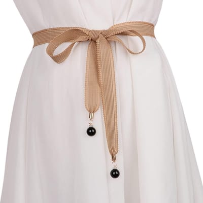 Stijlvolle Dames Tailleketting van Touw - Casual Dunne Gevlochten Riem voor Jurken in B-Khaki - Perfect voor Modebewuste Vrouwen