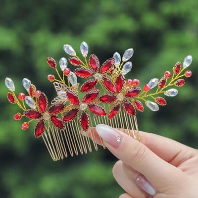 Bruidskapsel Haaraccessoire met Strass en Bloem voor Huwelijk en Prom, Elegante Haarversiering voor Vrouwen