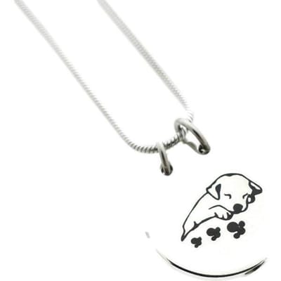 Aramat Jewels | Gedenkhangers | Ashanger Hond 316L Staal Zilver & Zwart – 2,5cm Inclusief Ketting 50cm | | | |20mm | Staal | Volwassenen | Verkleurd niet