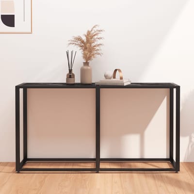 vidaXL - Wandtafel - 140x35x75,5 - cm - gehard - glas - zwartmarmerkleurig