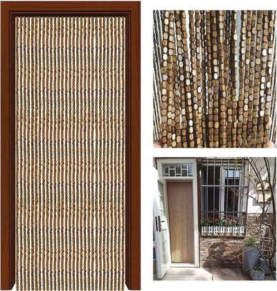 Bamboe Kralen Deurgordijn - Houten Kraal Gordijn voor Woondecoratie, Aanpasbare Maat (90 strengen 90x120cm)