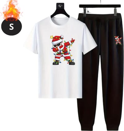 Bovista Kerst Pyjama - Heren - Kerstpyjama - Mannen - Slaapkleding Volwassenen - Set - Broek - Shirt - Christmas - Wit - Maat S