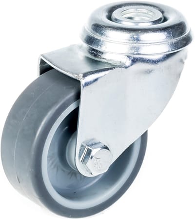 50 mm zwenkwiel met grijze rubberen band, draaibaar, draagvermogen 40 kg