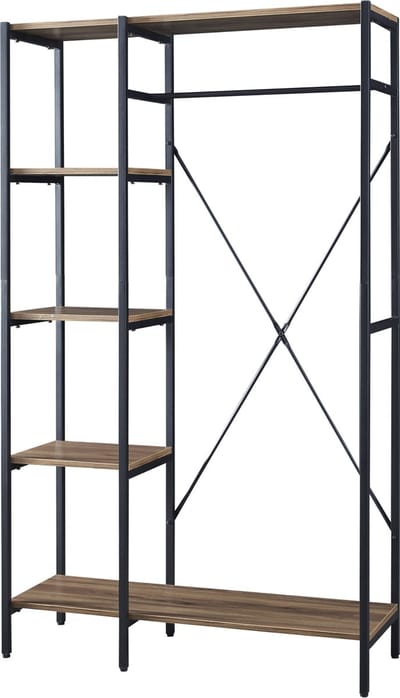 Kledingkast Hvidovre open kast 170x100x35 cm zwart en houtkleurig