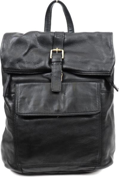 Bear Design Rina Leren Rolltop Laptoprugzak - 14 inch - Zwart