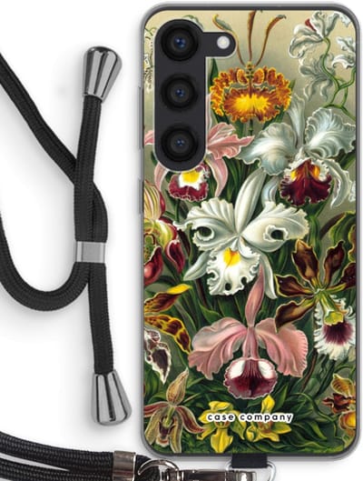 Case Company® - Hoesje met koord geschikt voor Samsung Galaxy S23 hoesje met Koord - Haeckel Orchidae - Telefoonhoesje met Zwart Koord - Bescherming aan alle Kanten en Over de Schermrand
