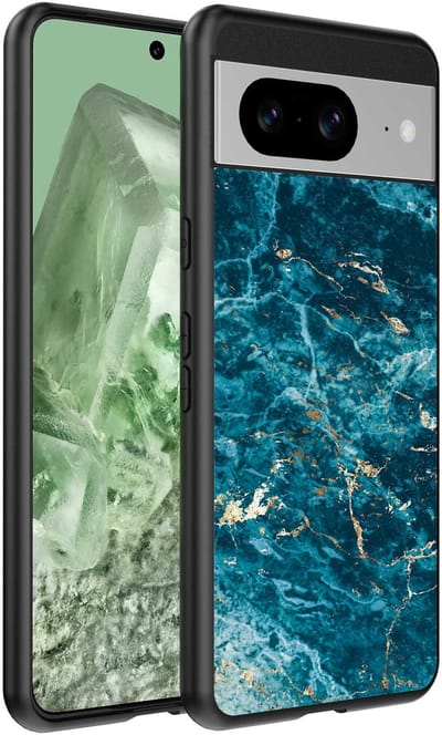 Geschikt voor Google Pixel 8 Telefoonhoesje met marmer opdruk - TPU backcover case blue marble design - Blauw - Smartphonica geschikt voor Google Pixel 8