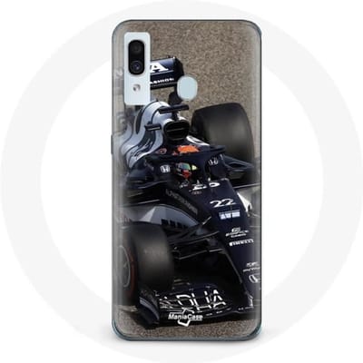 Coque - MANIACASE - Samsung Galaxy A40 - Formule 1 Yuki Tsunoda - Souple - Bleu bleu