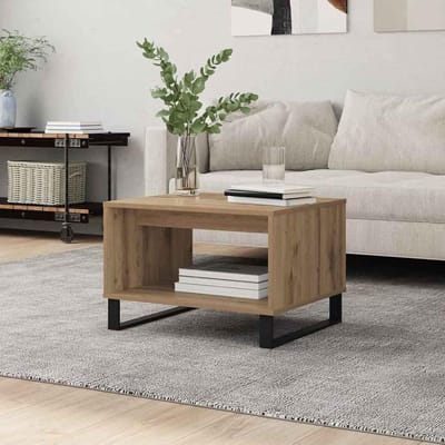 Salontafel - Koffietafel Hout - Woonkamer Inrichten - Verborgen Opbergvak - 60 x 50 x 40 cm - Eiken
