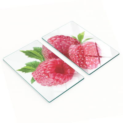 Multifunctionele decoratieve glazen borden met frambozenprint 2x30x52 cm