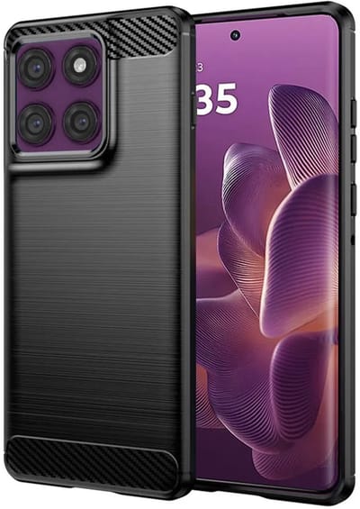 Hoesje geschikt voor Motorola Edge 60 Pro - Techsuit Carbon Silicone Back Cover - Zwart