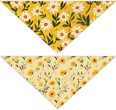 Jhubersproducts - Hondendoek - Verstelbare Sjaal - Gele Lente - Bloemenpatroon - Voor Middelgrote en Grote Honden - 2 Stuks
