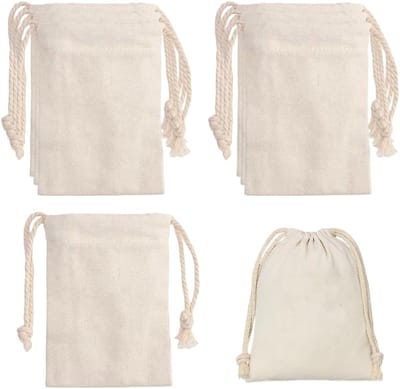 Allecto Plus - Katoenen Zakjes met Trekkoord - Set van 10 - Stoffen Zakjes - 10 x 15 cm - Opbergzakjes - Herbruikbare Stoffen Zakjes - Katoenen Opbergzak