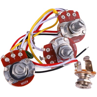 Gitaar Potentiometer Kit Jazz Bas Bedrading Harness 1 Volume 2 Toon Instrument Accessoires A250K B250K met Jack gray