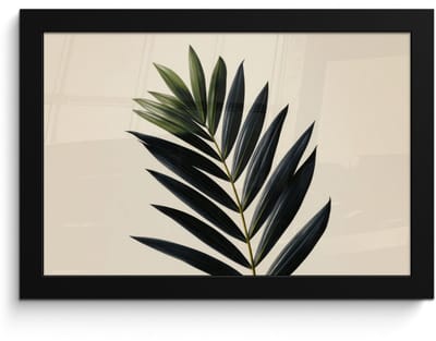 Poster in lijst - Fotolijst 30x20 cm - Posters - Palmblad - Donkere bladen - Subtiel - Posterlijst zwart - Decoratie - Wanddecoratie woonkamer - Muurdecoratie slaapkamer