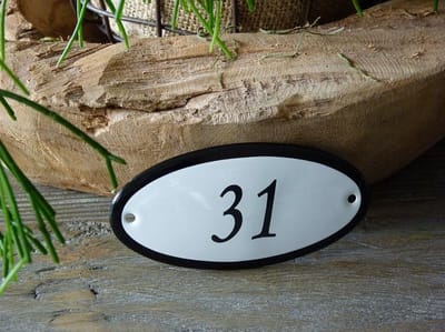Emaille huisnummer 10x5 wit nr. 31