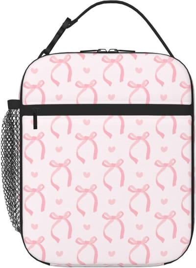Compacte lunchtas - geïsoleerde lunch bag voor dames en meisjes, herbruikbaar en lichtgewicht voor school, werk, snacks en dagjes uit - roze