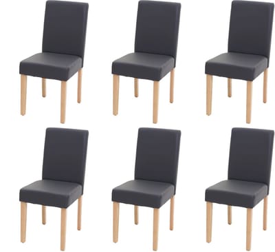 Set van 6 eetkamerstoelen Keukenstoel Littau ~ kunstleer, grijs mat, lichte poten