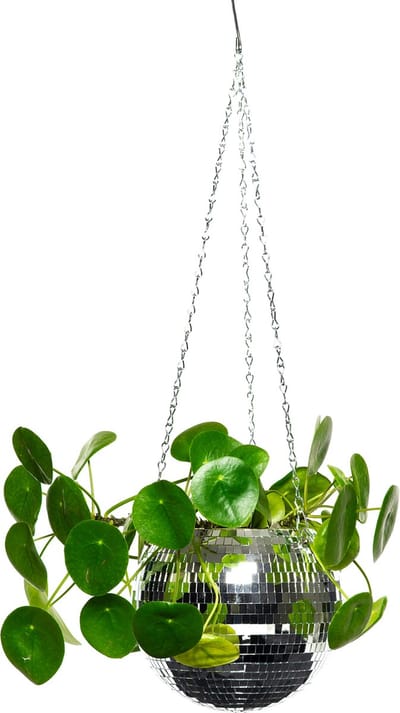 KIMU® Discobal Hangende Pot Hangplant Ø 20 cm - Hangpot Plantenpot Bloempot Spiegeltjes - Spiegelbal Ketting Discobol Vintage Pot Ketting Haak Festival
