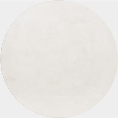 Pouffy Fluffy - Hoogpolig Rond Vloerkleed - Uni Kleur -Creme - Woonkamer Tapijt - Katoenen Rug- 120 CM Ø