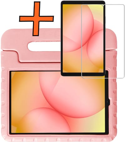 Hoesje - Geschikt voor Samsung Galaxy Tab A11 - Met Screenprotector - Kinderhoes Shockproof Bumper - Kidsproof Case - Tablet Hoes - Kinder Hoes Cover - Zalm