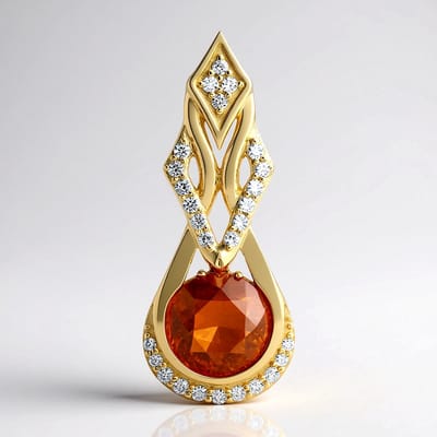 Cavill - 9 Karaat Geel Goud Hanger - Spaanse Sfaleriet 2,236 ct - 31 Tanziaanse Zirkonia's - Luxe Druppelvorm - Elegante Gouden Sieraad