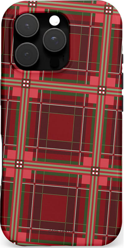 Casetastic hoesje geschikt voor Apple iPhone 16 Pro - MagSafe - Dubbellaagse bescherming - Schots Ruit Rood - Tartan Royal Stewart Plaid - Fashion Case - Bordeaux Taupe Donkergrijs