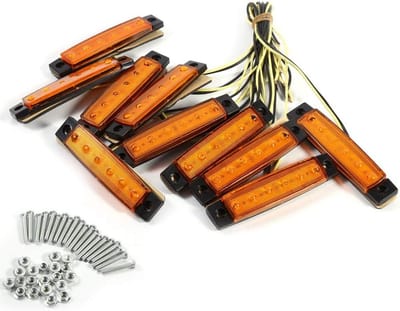 10x Zijmarkeringslichten LED 6 Leds Oranje 24V voor Vrachtwagen Bus Trailer Caravan