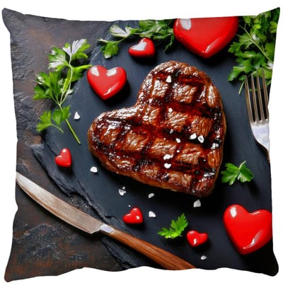 Sierkussens - Kussentjes Woonkamer - 50x50 cm - Steak - Hart - Bestek