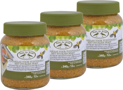 Best for Birds Vogelvoer - 5x - pindakaas - met stukjes noot - 340 gram - in pot