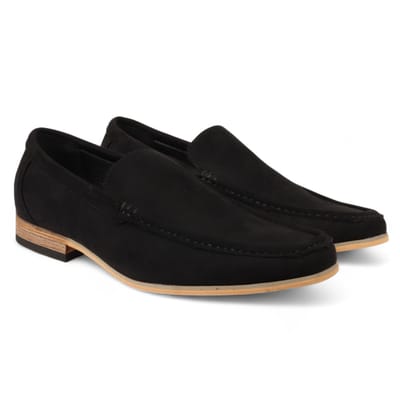 Zwarte suède loafers voor heren, lichtgewicht instappers en casual schoenen