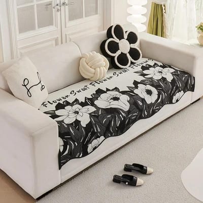 Coussin de canapé en chenille vent frais quatre saisons universel nouveau simple mode cuir antidérapant housse de coussin de canapé 90x90cm gray