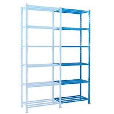 Legbordstelling-aanbouwsectie, m. 6 draadrooster-legborden, B 1010 x D 500 x H 3000 mm