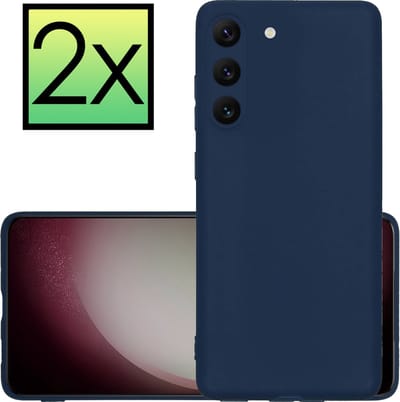 Hoesje - 2 Stuks - Geschikt voor Samsung Galaxy S23 - Sterk & Shockproof - Case Siliconen - Back Cover - Telefoon Hoes - Donkerblauw