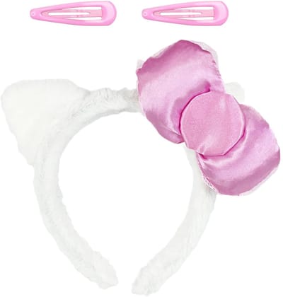 Dailygoods- Kattenoorband Pluche - Hoofdband - Haarspeld - Schattig Ontwerp - Comfortabele Pasvorm - 1 Stuk - 18 x 16 cm