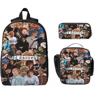 3-delige Ed Sheeran Loop Tour 2026 Rugzakset voor Kinderen Pennen Etuis Boekentassen Sets met Lunchbox Voor Schoolleerlingen Rugzak black