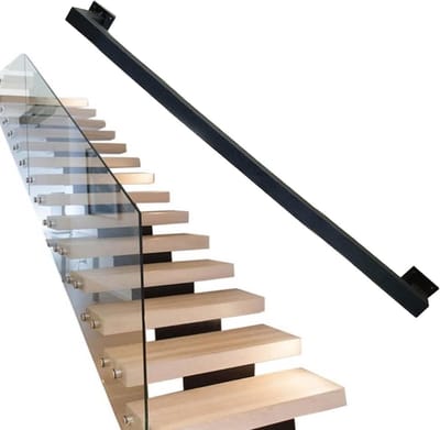 Metalen trapleuning - Steun voor trap - Veilige ondersteuning - Zware belasting - 300 cm - Zwart
