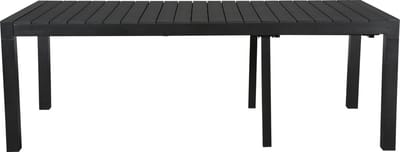 Grup tuintafel, incl. 2 inlegplaten 223-343 cm zwart/zwart.
