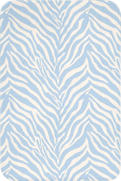Badmat 60x90 cm - Antislip - Zebra - Motief - Blauw - Wit - Badmatten voor badkamer - Badkamermat - Douchemat - Badkamer mat