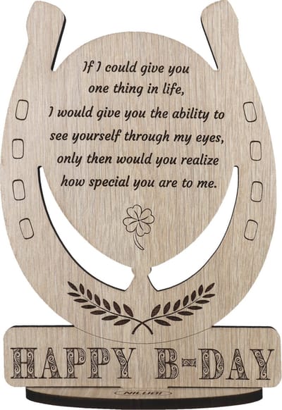 Ballon BDAY verjaardagskaart - originele houten wenskaart - verjaardag - happy birthday - 17.5 x 25 cm