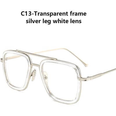 Rechthoekig Heren Edith Zonnebril Bril Klassiek Tony Stark Zilver Duurzaam Metaal Metalen Brilmontuur Montuur Blauwe Lens Bril Trendy Dames SHOW AS PICTURE