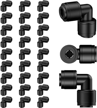 Dailygoods - Pawfly 30 stuks steekhoekverbinders 6 mm voor druppelirrigatie, 90° hoekconnector voor 6 mm slang, push-to-fit 2-weg hoek, druppelvrije druppelirrigatieonderdelen