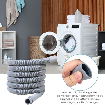 Afvoerslang voor wasmachine - Universele afvoerslang - Verlengslang voor afvoerslang - Verdikt en dik - Volautomatische ventilatorslang - 3 m universele verlengslang voor afvoerslang - met aansluitklem en adapter