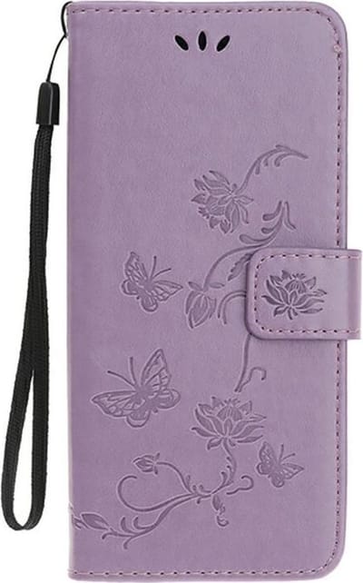 Shop4 - Motorola Moto G8 Play Hoesje - Wallet Case Vlinder Patroon Paars