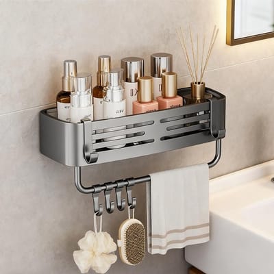 Doucherack met Zuignappen - Geen Boren Nodig | 6 Haken, Rvs, 10 kg Draagvermogen, Badkamer Organizer voor Handdoeken en Toilettasjes