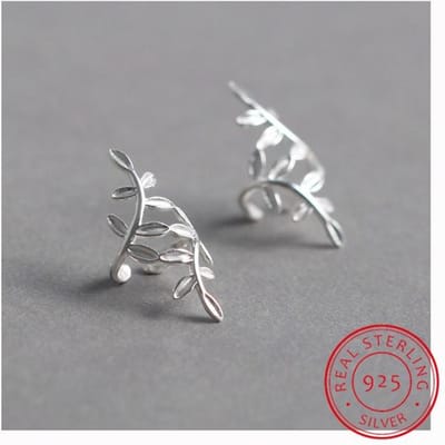 Boucles d'oreilles à clip en argent sterling 100 % 925, branches creuses, sans piercing, pour femmes et filles, bijoux DS748 gray